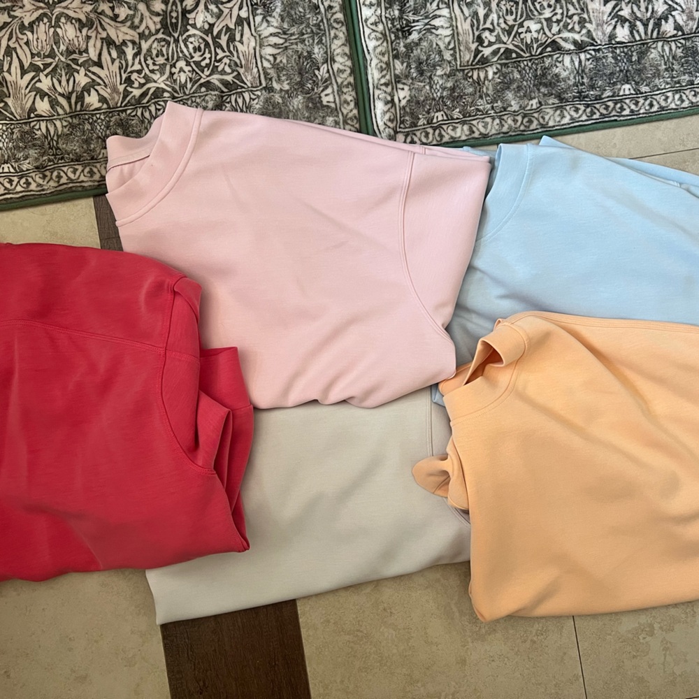 Set of 5 lululemon softstreme light Pink, Blue, Peach, bright pink and sand